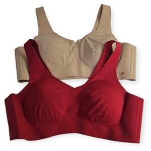 2x HoneyLove Pullover Bras‎ Plus Size 2X Nude, Maroon Removable Pads Shapewear